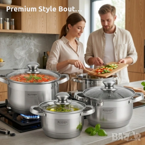 Комплект тенджери от неръждаема стомана , 10 части, Индукция, снимка 3 - Други - 53742448