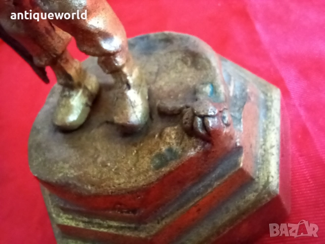 Стара Бронзова Статуетка , Фигура МОМЧЕ ,Позлата, снимка 4 - Антикварни и старинни предмети - 51843440