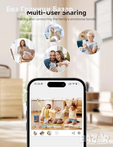 Нова WOLFANG вътрешна камера 360° 2K 3MP Alexa Google 2 броя комплект за дом охрана, снимка 8 - Други - 54202825