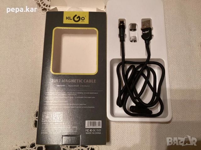 Нов 3 в 1 кабел за зареждане на телефон с 3 различни магнитни накрайника, снимка 2 - Резервни части за телефони - 52241921
