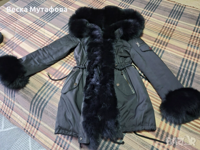 Яке естествена яка черно размер С ., снимка 2 - Якета - 53104516