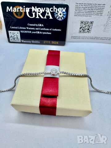 Сребърна гривна с мойсанит (Диамант) 0.5 карата, снимка 10 - Гривни - 53039715