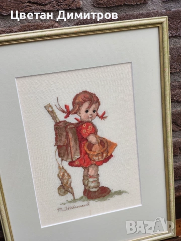 Винтидж гоблен / бродерия,M.J. Hummel , ръчна скоростна , снимка 2 - Гоблени - 54084092