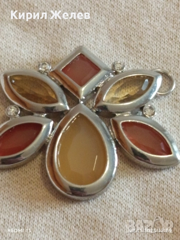 ВИСУЛКА ИНКРУСТИРАНА с РАЗЛИЧНИ ФАЦЕТИРАНИ КАМЪНИ в КАФЯВИ,ЖЪЛТИ и ЗЕЛЕНИ ТОНОВЕ 52154, снимка 10 - Колиета, медальони, синджири - 52501805