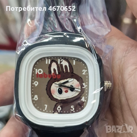 Детски часовник LABUBU – черен с герой