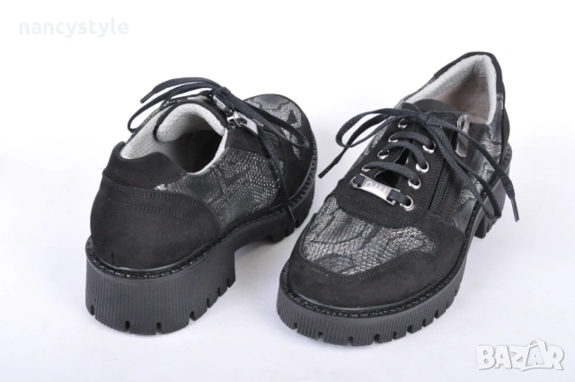 СЕЗОН'26! Черни дамски обувки - кожа и велур, снимка 3 - Дамски ежедневни обувки - 53947983