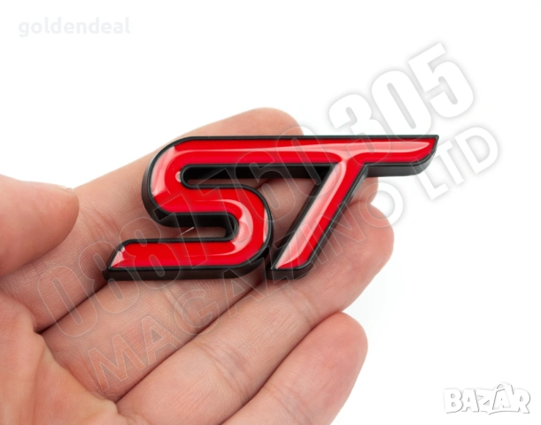 Форд ST Червени Букви Емблема Метален Надпис Самозалепваща се, снимка 2 - Аксесоари и консумативи - 53761453