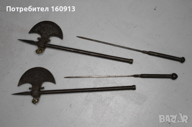 Ислямски Османски Индо-персийски Бойни Брадви с Шиш. Сет., снимка 5 - Антикварни и старинни предмети - 51443401