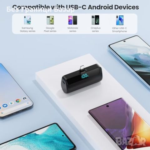 Нова USB-C батерия Feob 5200mAh с LCD дисплей за iPhone Android Банка, снимка 3 - Външни батерии - 46789525