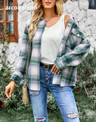 Дамска ежедневна риза-яке със средна дължина и дълги ръкави, 2цвята , снимка 11 - Якета - 51471489