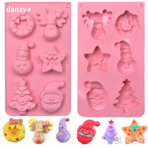 6254 Коледна силиконова форма за сладки шоколад сапун или декорации, снимка 5 - Форми - 52164585