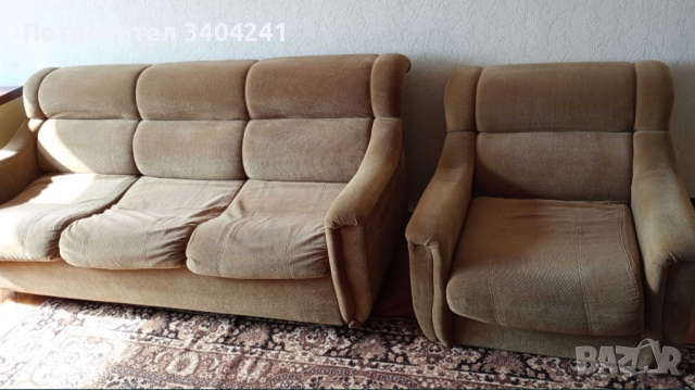 Продавам диван + фотьойл! ИЗГОДНО!, снимка 1 - Дивани и мека мебел - 44951970