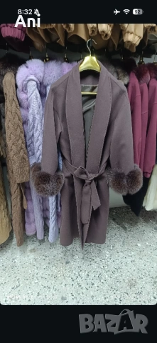 Палто от кашмир с естествен косъм, снимка 5 - Палта, манта - 53839414