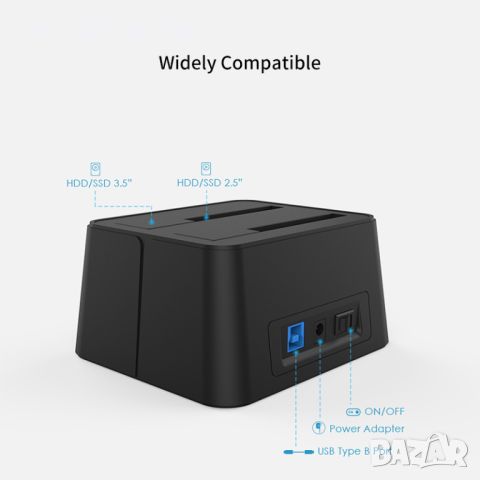 Wavlink USB 3.0 to SATA Dual Bay External Hard Drive Docking Station for 2.5/3.5 Inch SSD HDD, снимка 4 - Друга електроника - 46375307