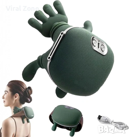Масажор за врат и рамене с топлина, USB зареждане - 4D масаж, снимка 10 - Масажори - 53490102