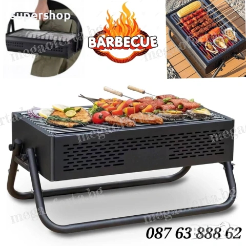 Преносима скара на дървени въглища, сгъваемо барбекю с вентилация