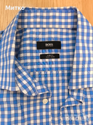 Мъжка карирана риза Hugo Boss, снимка 7 - Ризи - 52150873