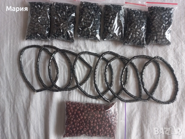 Мъниста хематит и кафяви и гривни