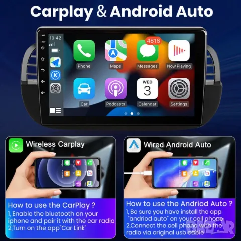 Мултимедия за Fiat 500, 2007-2015, навигация, Android, двоен дин, плеър, FIAT 500C, Андроид, снимка 4 - Аксесоари и консумативи - 50041896