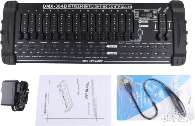 UKing DMX 384 контролер + midi, 384 канала, 240 сцени, снимка 7 - Други - 49444661