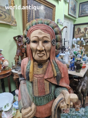 Страхотна голяма антикварна дървена фигура статуетка , снимка 8 - Статуетки - 52322333