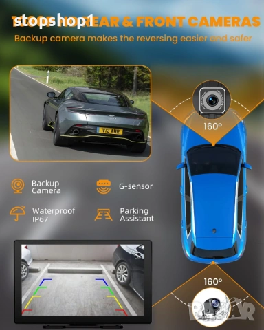 Smart Мултимедия Apple Carplay, 9-инчов екран за iPhone и Android с 1080P HD задна и предна камери, , снимка 7 - Аксесоари и консумативи - 54079849