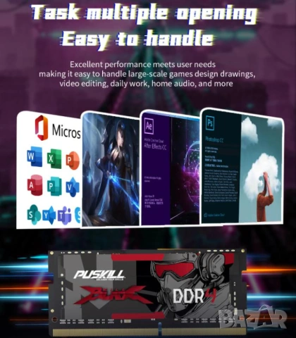 Лаптоп Notebook Laptop RAM 4GB DDR4 2666MHz SO-DIMM Памет за Лаптоп Intel/AMD 260pin DDR4-2666S 1.2V, снимка 3 - Други - 48322083