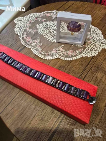 Гривна и пръстен с аметист, снимка 8 - Пръстени - 53128718