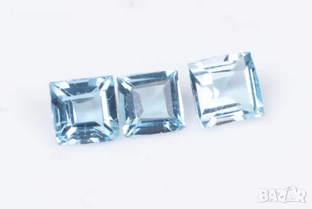 3 броя син топаз 0.45ct 3mm каре шлифовка #4, снимка 1 - Други - 49186059