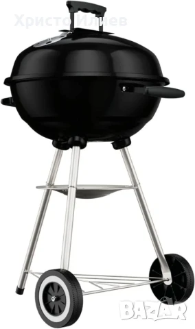 Барбекю с Капак на Дървени Въглища Сферично BBQ Скара с Колела, снимка 4 - Барбекюта - 50684879