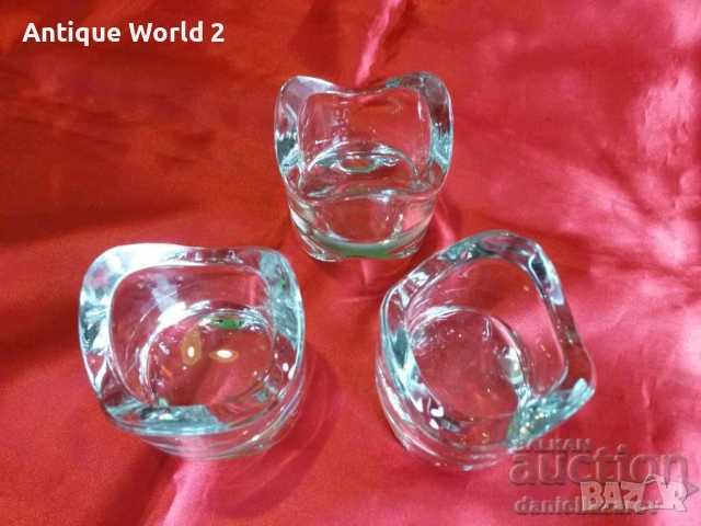 Комплект Шведски Свещници КРИСТАЛНО Стъкло, снимка 2 - Антикварни и старинни предмети - 53197114