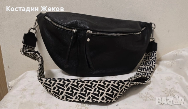 Дамска оригинална италианска чанта от естествена кожа тип „банан“ ., снимка 16 - Чанти - 53827591