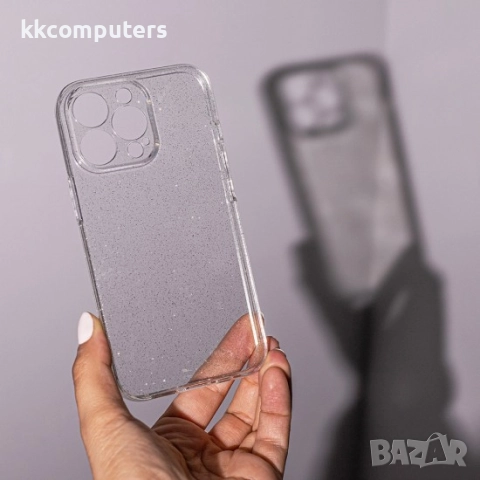 Силиконов кейс Shine 2 mm брокатен, За iPhone 17 (6.3), Прозрачен и Протектор, снимка 2 - Резервни части за телефони - 51795324