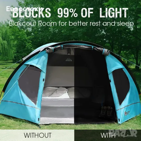 Portal Zeta 4 лека куполна палатка за 4 души с веранда, палатка за къмпинг със защитна покривка, снимка 4 - Палатки - 50087770