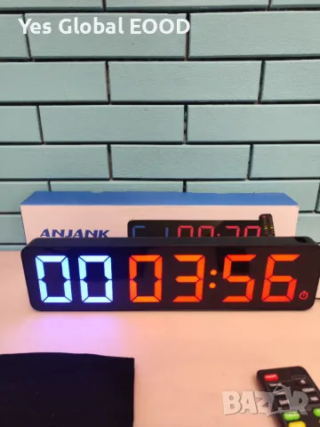 Gym Timer 15 – Дигитален LED стенен часовник с таймер и дистанционно, снимка 6 - Спортна екипировка - 49005353