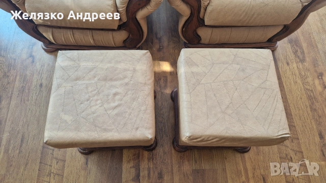 Кожен диван с два фотьойла , снимка 3 - Дивани и мека мебел - 53731156