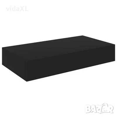 vidaXL Окачен стенен рафт с чекмедже, черен, 48x25x8 см（SKU:288205）, снимка 1 - Други - 48648007