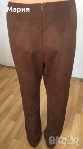 С / М Нов Дамски Панталон Yansi Fugel Имитира Велур Кафяв Есенен Зимен, снимка 16 - Панталони - 51825842