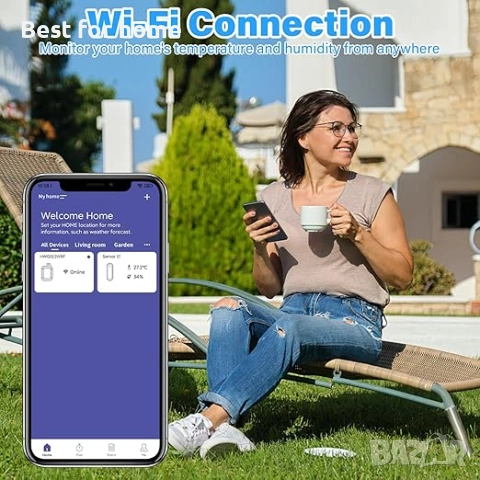 Onherm WiFi термохигрометър, за 4 стаи с Hub mini, IP65, снимка 2 - Други - 52277563