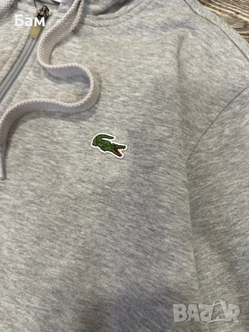 Оригинално мъжко горнище с качулка и цял цип Lacoste размер Л, снимка 6 - Суичъри - 53179235