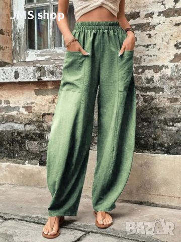 Дамски улични ежедневни едноцветни панталони с цял джоб и пачуърк, 11цвята , снимка 8 - Панталони - 45716612