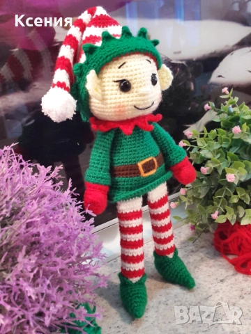 Плетена играчка Елф, Плетени, ръчно изработени, Подарък за Коледа, снимка 8 - Плюшени играчки - 51949600