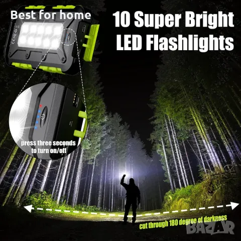  Преносимо слънчево зарядно с 3 изхода и 10 LED фенерчета, снимка 6 - Безжични зарядни - 50106526