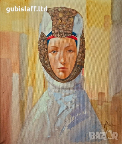 Картина, мома, худ. Валентин Ангелов, снимка 2 - Картини - 54125093