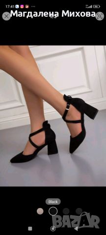 Черни обувки на ток, снимка 1 - Дамски обувки на ток - 45609034