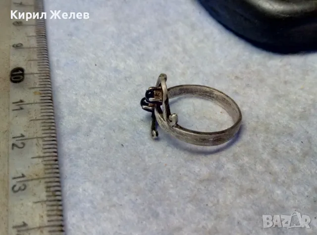 СТАРИНЕН СКЪПОЦЕНЕН СРЕБЪРЕН ПРЪСТЕН СРЕБРО ВИСОКА ПРОБА с ЧЕРЕН ОНИКС РЯДКА АРТ ИЗРАБОТКА 47961, снимка 2 - Антикварни и старинни предмети - 49757575