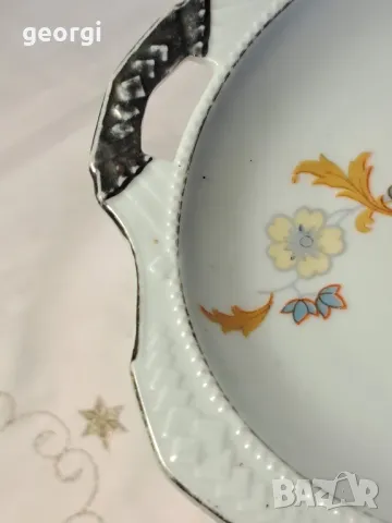 порцеланово плато с дръжки чешки порцелан Victoria  23/6, снимка 4 - Антикварни и старинни предмети - 49616927