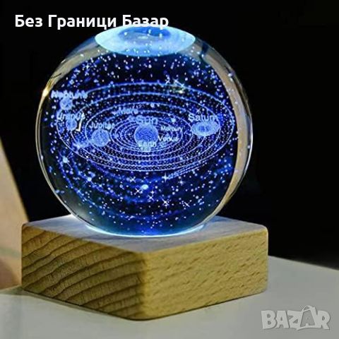 Нова 3D Кристална Топка Със Слънчева Система и LED Основа - Декорация и Подарък, снимка 4 - Други - 45997612