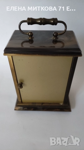 Metamec старинен английски масивен каминен часовник от месинг и изкуствен оникс, снимка 7 - Антикварни и старинни предмети - 47780083