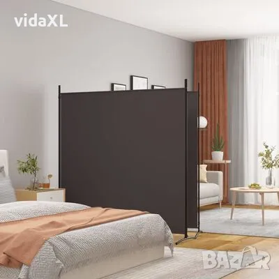 vidaXL Параван за стая, 2 панела, кафяв, 348x180 см, плат(SKU:350275), снимка 4 - Паравани - 48678461